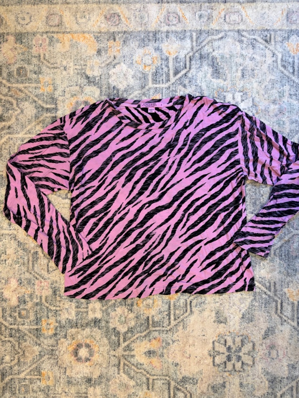 Anthropologie Women’s Pink Zebra Print Long Sleeve Top